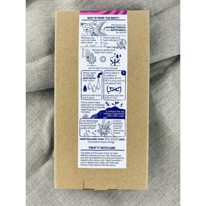 TOBE - Drewniany gryzak sensoryczny - Kwiatek (tkanina konopna) - naturalny - EKO