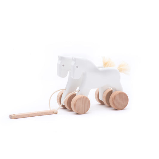 BAJO - Podwójne drewniane konie (skaczące) białe - EKO - 21710W
