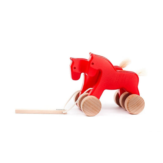 BAJO - Podwójne drewniane konie (skaczące) czerwony - EKO