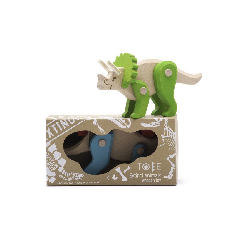 TOBE - Drewniany dinozaur Triceratops - wymarłe gatunki - 78420 - BajoToys.pl