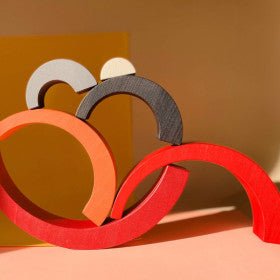 TOBE - Zestaw drewnianych łuków - Asymetryczne łuki - 78800 - BajoToys.pl